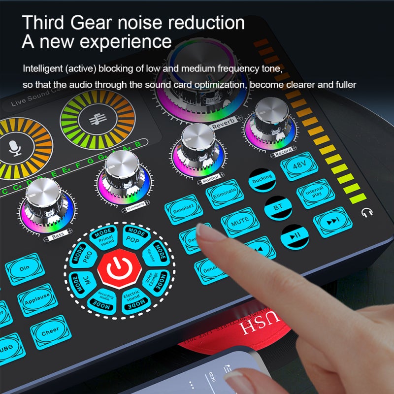Live Sound Card: Black 1800mAh Rechargeable Battery - Built-In DSP Chip Soundboard for Live Streamers, Singers and DJs - Image 5