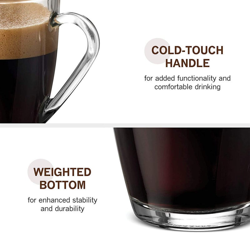 TIENER Transparent Tea and Coffee Cup Glass Cups Clear Tea Cups Glass 230ml Set of 6 - Image 2
