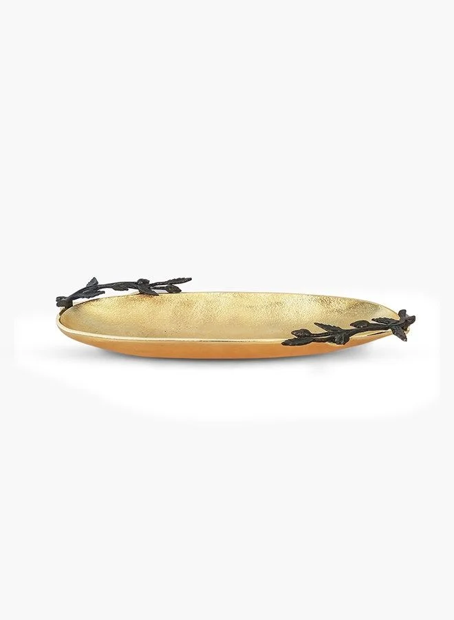 تو إكس إل هوم Platter W/Rose Bud Handle MATGD/BLK 40x6