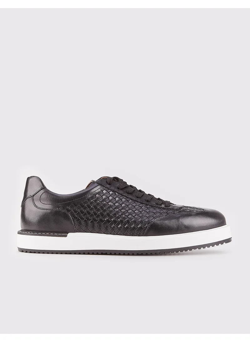 Cabani Leather Black Lace-Up Men's Casual Shoes