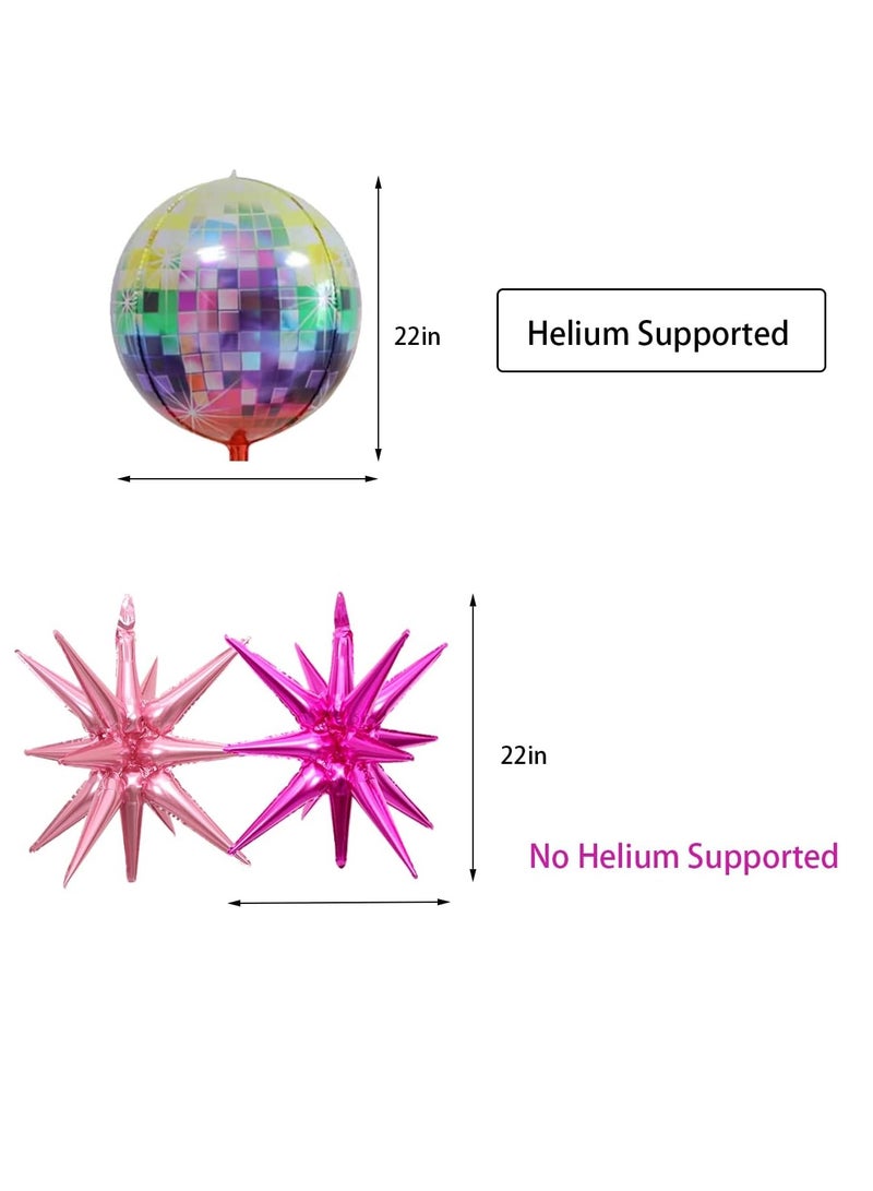 15 Pcs Pink Disco Ball Balloons, Huge Pink Explosion Star Aluminum Foil Balloons for Birthday, Bachelorette Party, 70s 80s 90s Theme Disco Party Decorations Supplies Birthday Decorations - Image 3