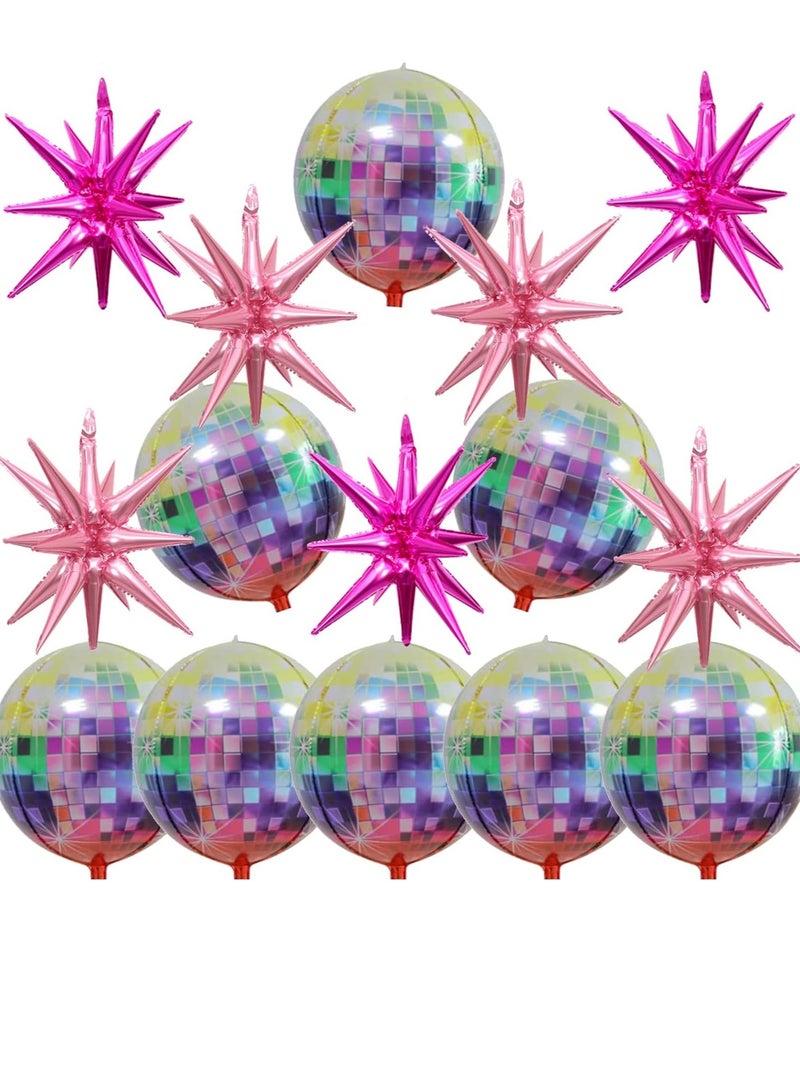 15 Pcs Pink Disco Ball Balloons, Huge Pink Explosion Star Aluminum Foil Balloons for Birthday, Bachelorette Party, 70s 80s 90s Theme Disco Party Decorations Supplies Birthday Decorations - Image 1