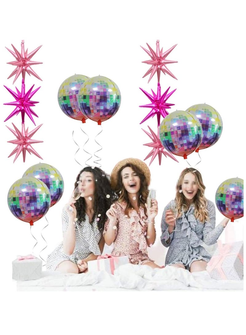 15 Pcs Pink Disco Ball Balloons, Huge Pink Explosion Star Aluminum Foil Balloons for Birthday, Bachelorette Party, 70s 80s 90s Theme Disco Party Decorations Supplies Birthday Decorations - Image 4
