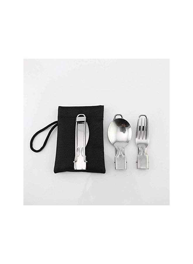 PROMASS Portable Outdoor Camping Picnic Tableware Set Stainless Steel Folding Fork Spoon And Knife Camping Accessories - Image 3