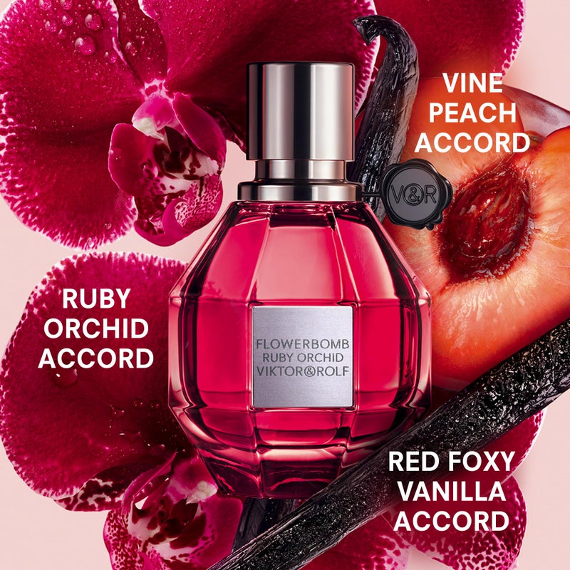 VIKTOR & ROLF فيكتور ورولف - فلووربومب روبي أوركيد أو دو بارفان - عطر نسائي - زهري وفاكهي - مع نكهات الفانيليا والخوخ - 1.7 أونصة سائلة - Image 2