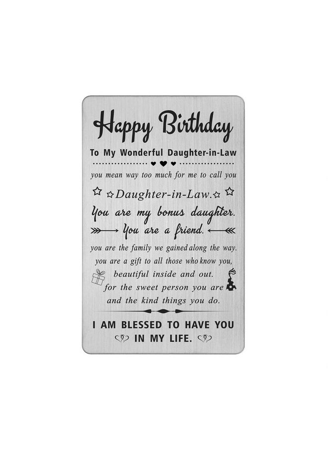 DEGASKEN - Birthday Card Gifts For Daughter In Law Personalized Steel Engraved Wallet Card - Image 1