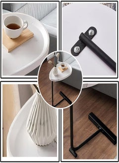 OHAHO Side Table for Sofa C-Shaped End Table Couch Table with Metal Frame Small TV Tray Table for Living Room Bedroom White  - Image 5