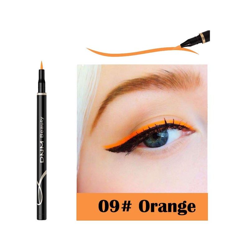 DNM Cat Eye Makeup Waterproof Neon Colorful Liquid Eyeliner Pen Make Up Comestics Longlasting Black Eye Liner Pencil Makeup Tools orange