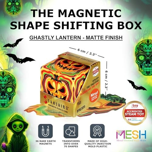 Shashibo Seasonal Halloween  Shape Shifting Box  AwardWinning Patented Magnetic Puzzle Cube w 36 Rare Earth Magnets  Fidget Transforms Into Over 100 Shapes Ghastly Jack - Image 5