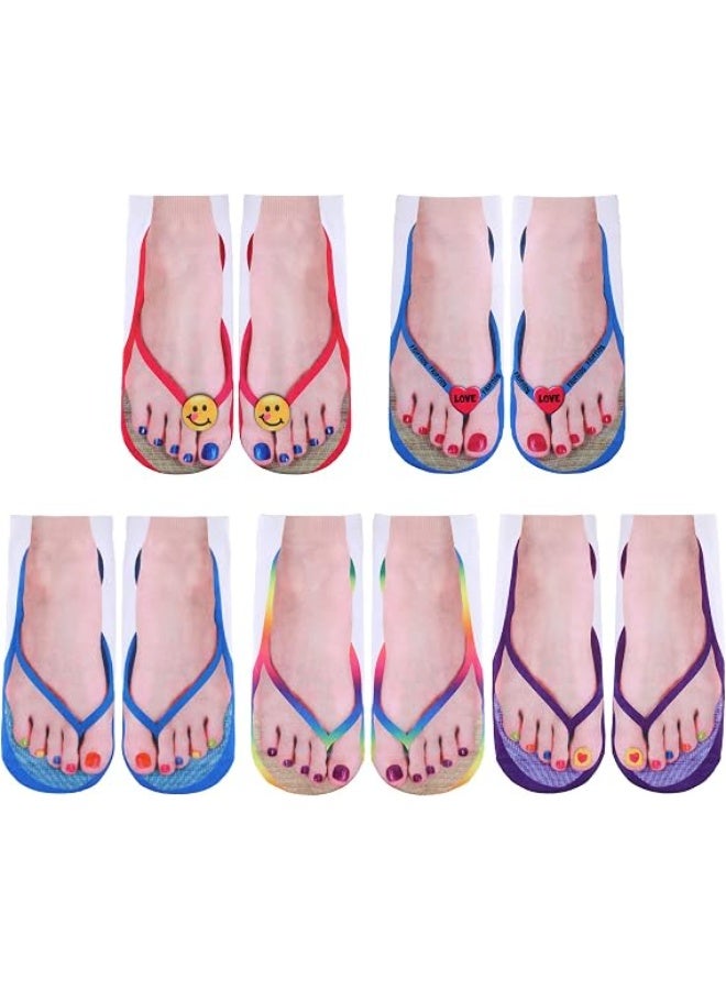 10 أزواج 3D نمط الجوارب النساء طباعة الجوارب مانيكير طباعة فليب فلوب الجوارب العادية الجوارب الشخصية لعيد الهالوين - Image 1