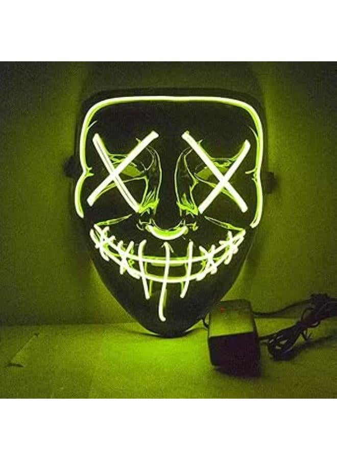 Carnavalife Mask Scream Ghostface Light Neon Led 3 Mode Light, Led Mask Halloween The Purge V Vendetta, Led Mask Halloween Child Adult One Size