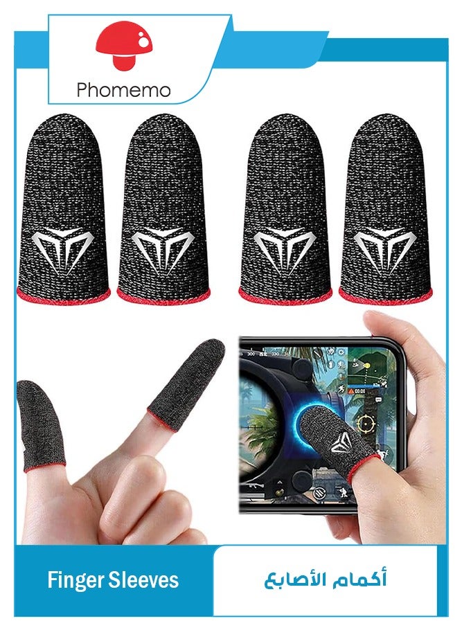 phomemo 2Pairs Gaming Finger Sleeves,High-Sensitive Anti-Sweat Breathable Seamless Finger Sleeve,Ultra Thin Silver Fiber Mobile Game Controller Fingertips Sleeves (Black) - Image 1