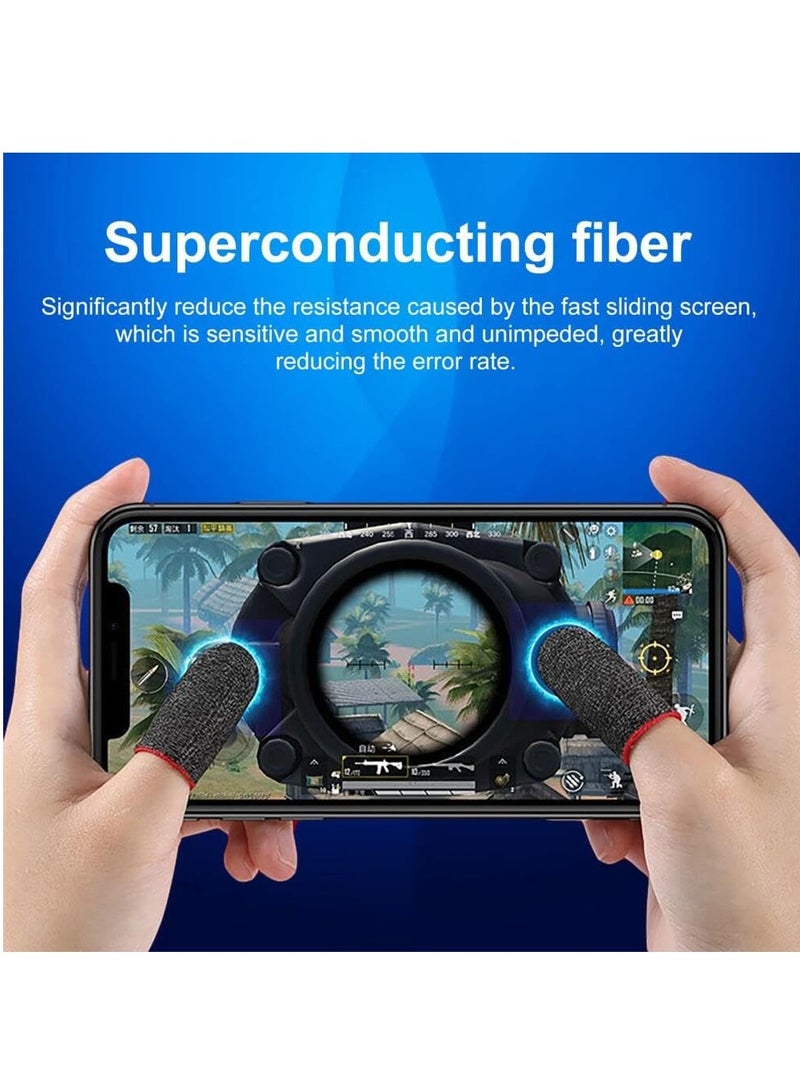 phomemo 2Pairs Gaming Finger Sleeves,High-Sensitive Anti-Sweat Breathable Seamless Finger Sleeve,Ultra Thin Silver Fiber Mobile Game Controller Fingertips Sleeves (Black) - Image 2