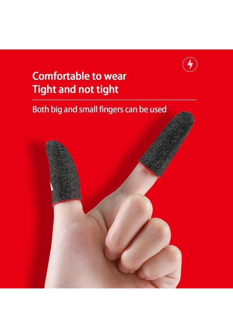 phomemo 2Pairs Gaming Finger Sleeves,High-Sensitive Anti-Sweat Breathable Seamless Finger Sleeve,Ultra Thin Silver Fiber Mobile Game Controller Fingertips Sleeves (Black) - Image 4