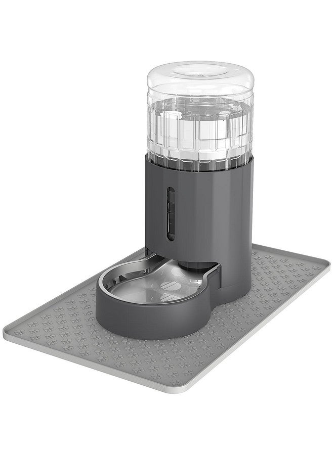 JUNSPOW Cat Water Dispenser With Placemat And Stainless Steel Bowl, Automatic Gravity Water Dispenser For Cats Or Small Medium Size Dogs, Large Capacity, Easy To Clean And Safe For Pets (4L) - Image 1