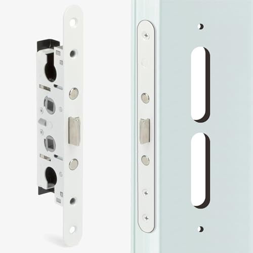 ReigaHood 2 Point Bolt Mortise Lock Replacement Fits for Pella Storm Doors ONLY 212 Handle PZ 78 Backset 714 Faceplate Screw Hole Centers Bolts Spaced at 212 NonHanded White - Image 1