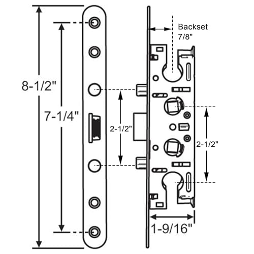 ReigaHood 2 Point Bolt Mortise Lock Replacement Fits for Pella Storm Doors ONLY 212 Handle PZ 78 Backset 714 Faceplate Screw Hole Centers Bolts Spaced at 212 NonHanded White - Image 3