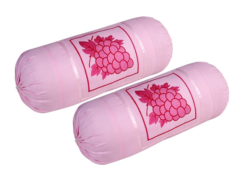 Rj Products™ Bolster Cover with Beautiful Grapes Embroidery Set of 2 Piece (Pink) - Image 4