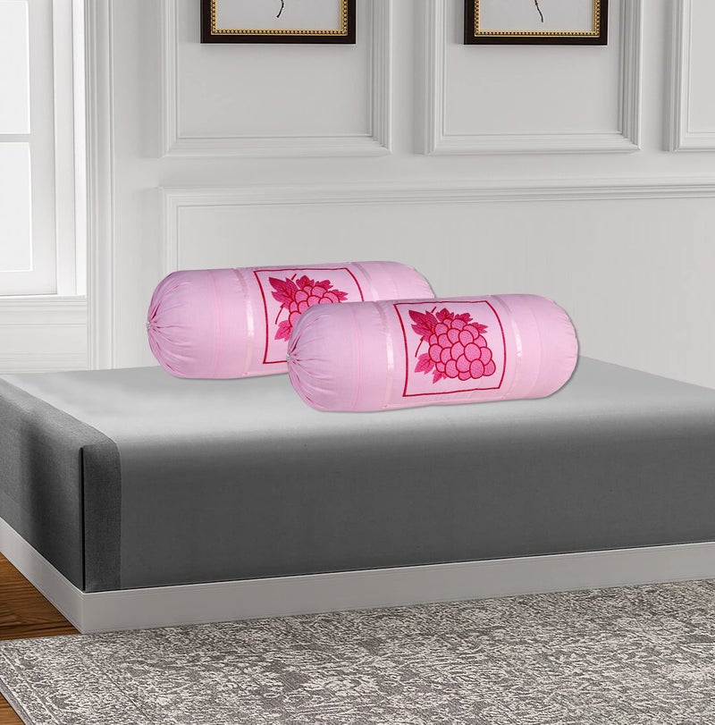 Rj Products™ Bolster Cover with Beautiful Grapes Embroidery Set of 2 Piece (Pink) - Image 2