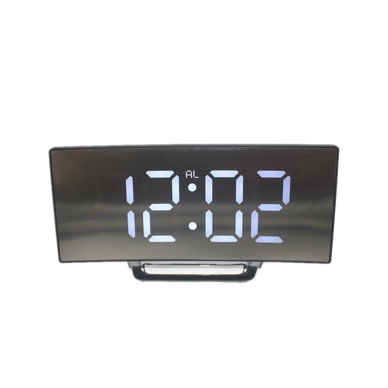 Creative Surface Electronic Clock Large Screen LED Clock Mirror Clock Mute Alarm Clock Factory 6507 white - Image 2