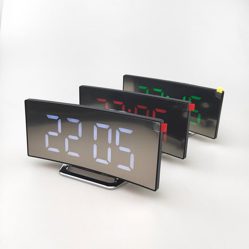 Creative Surface Electronic Clock Large Screen LED Clock Mirror Clock Mute Alarm Clock Factory 6507 white - Image 5