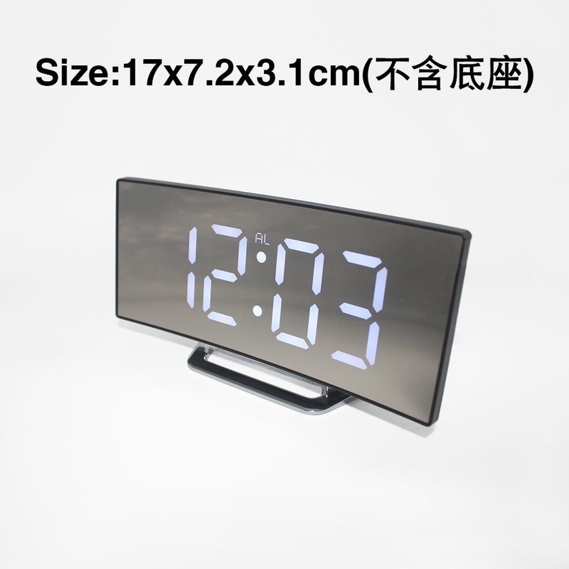 Creative Surface Electronic Clock Large Screen LED Clock Mirror Clock Mute Alarm Clock Factory 6507 white - Image 3