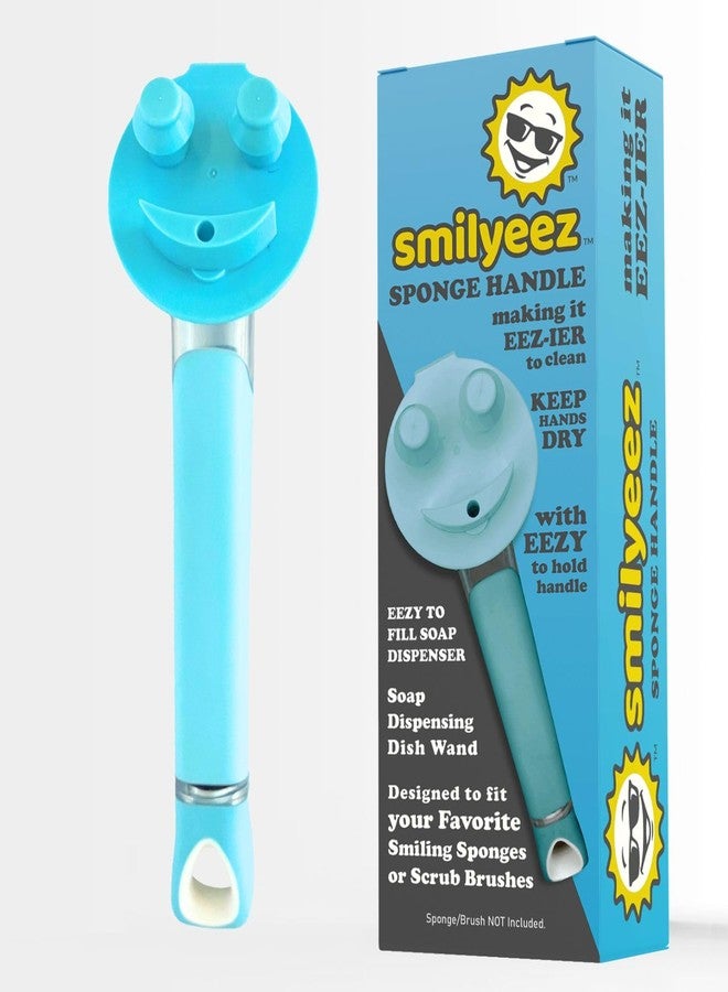 Smilyeez المقبض المبتسم الأصلي مع موزع الصابون لإسفنجات سكراب دادي (Reg. TM) وإسفنجة سكراب موجي مع حامل سمايليز، وعصا غسيل الأطباق، واثنين من سكراب موجي (أزرق فاتح) - Image 3