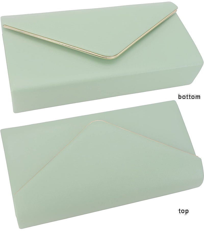 nodeber Vegan Leather Envelope Clutch Bag Classic Dressy Purse Foldover Evening Handbag Mint - Image 5