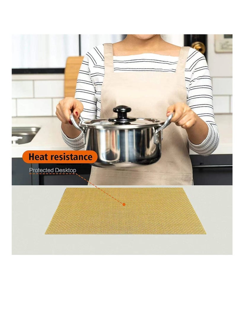 6PCS Coffee Service Mat, Placemats Kitchen Table Mats Indoor Outdoor Placemat,Modern Abstract Art Table Place Mats   GOLD  - Image 4