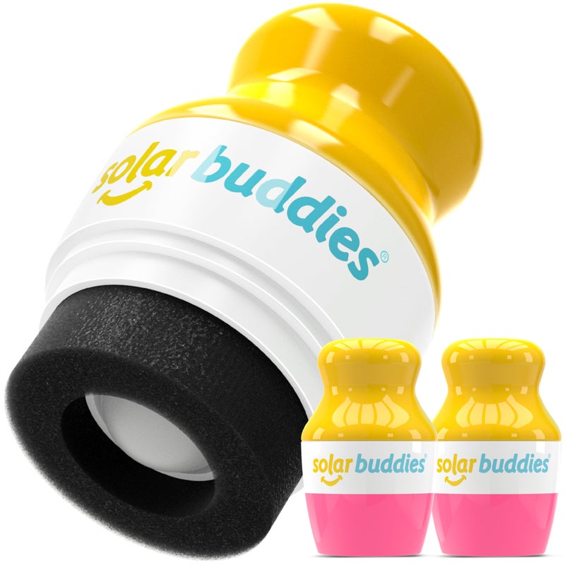 Solar Buddies Sunscreen Applicator Pink Pack of 2 BPAFree Refillable Roll on Sponge Sunscreen Suncream Lotion Applicator For Kids Adults Families Holds 34fl oz Perfect Size for Travel