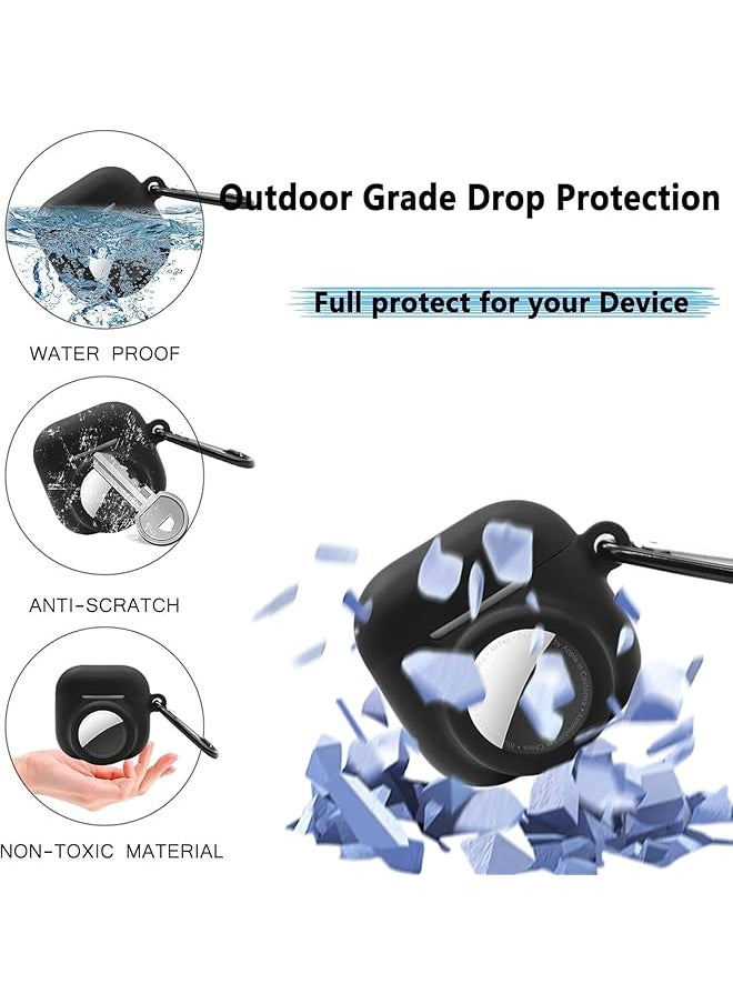 erorex - 2 In 1 Silicone Case Compatible With Airpod 4 And Airtag Shockproof Protective Case Cover With Keychain For Airpods 4Th Generation Black - Image 1