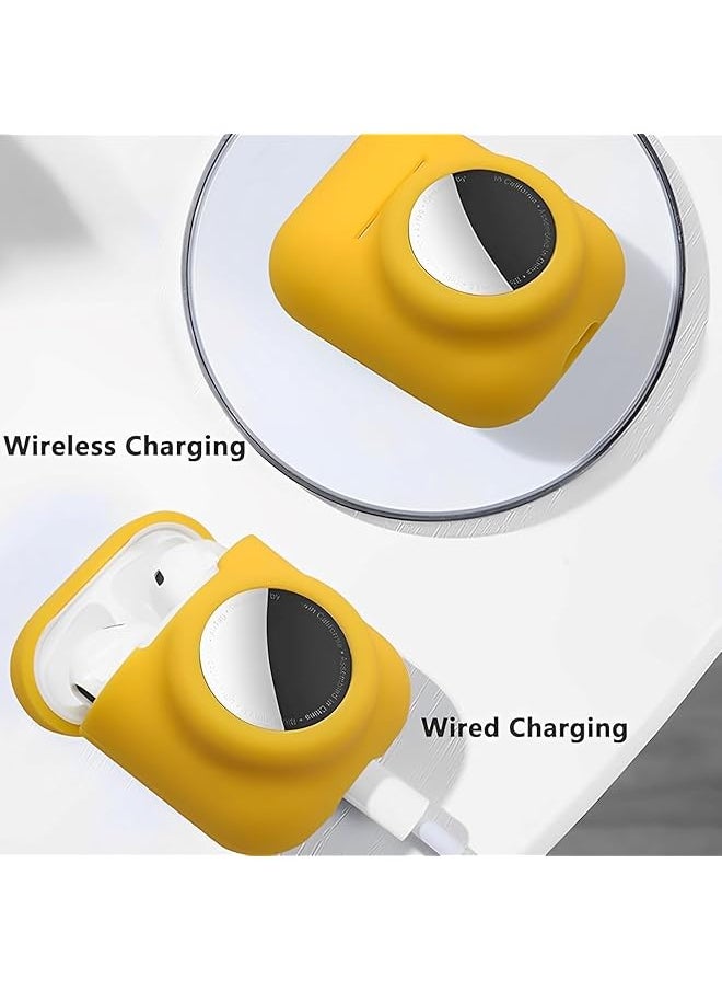 erorex - 2 In 1 Silicone Case Compatible With Airpod 4 And Airtag Shockproof Protective Case Cover With Keychain For Airpods 4Th Generation Black - Image 1