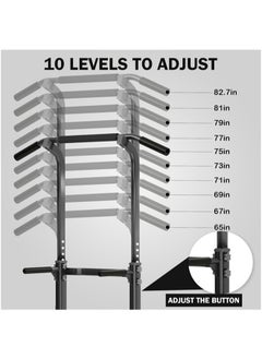 Denzoz Power Tower Pull Up Bar and Dip Station Adjustable Height Dip Stand Multi-Functional Strength Training Fitness Workout Station  - Image 5