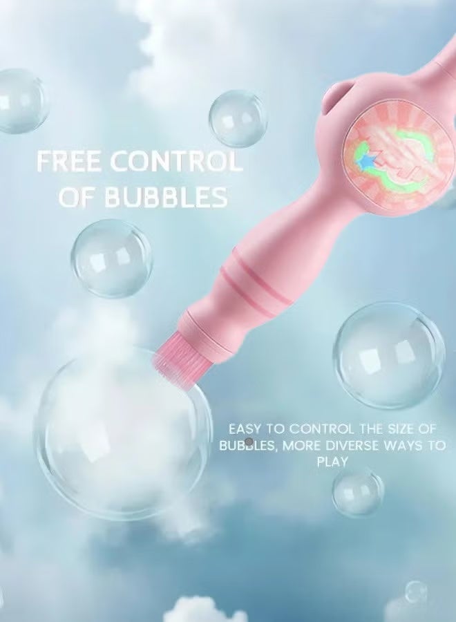 Soofam Colored Smoke Bubble Machine, Bubble Machine Elastic Bubble Mist Bubble Machine with elastic smoke effect, lightweight design, interactive bubbles, colored lights (pink) - Image 2