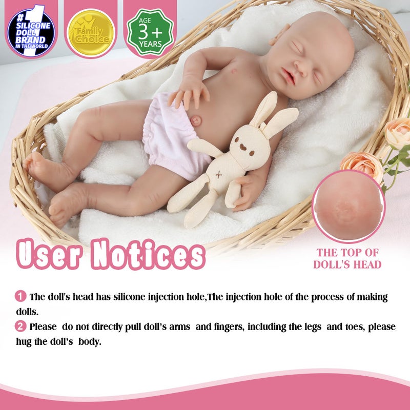 Vollence 18 inch Eye Closed Full Silicone Baby DollNot Vinyl DollsSleeping Lifelike Reborn Baby DollRealistic Newborn Real Baby Doll  Girl - Image 3