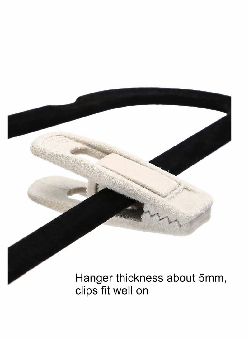 SYOSI Velvet Hangers Clips, 20 Pcs Beige Pants Velvet Clips, Ivory Pants Hangers Velvet Clips, Strong Finger Flocked Clips Perfect for Use with Slim-line Clothes Velvet Hangers  - Image 2