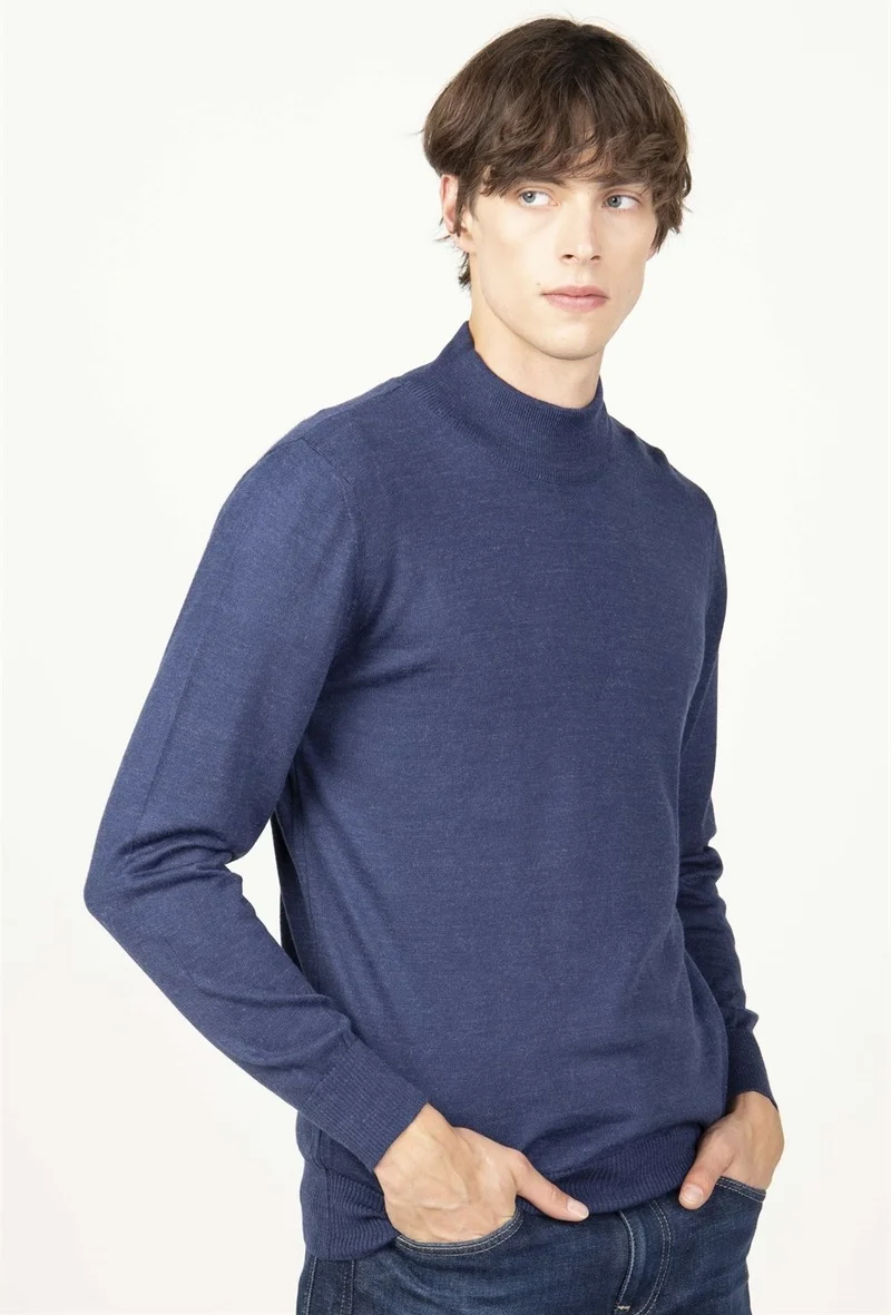 تودورس Slim Fit Narrow Cut Half Turtleneck Plain Men's Sweater