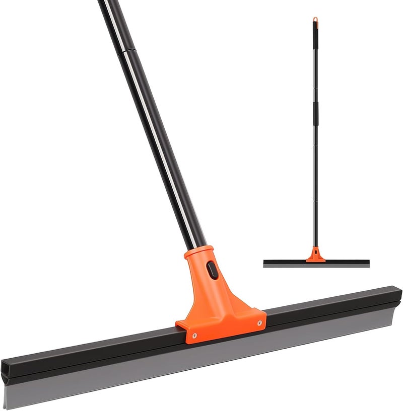 wlich Heavy Duty Floor Squeegee Large Floor Squeegee 60cm with Broom and Long Handle 150cm Broom Floor Scraper Rubber Floor Scraper for Garage, Tile, Patio, Bathroom, Outdoor, Window - Image 1