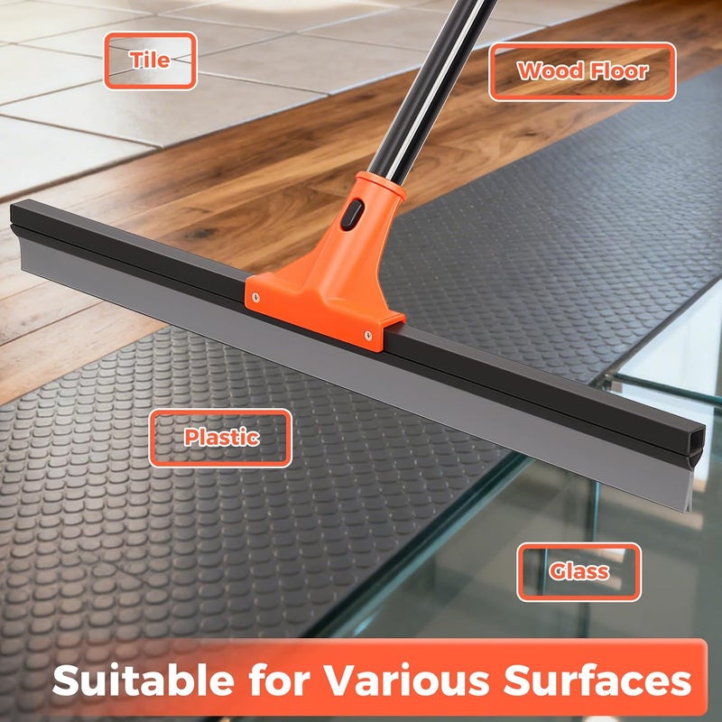 wlich Heavy Duty Floor Squeegee Large Floor Squeegee 60cm with Broom and Long Handle 150cm Broom Floor Scraper Rubber Floor Scraper for Garage, Tile, Patio, Bathroom, Outdoor, Window - Image 5