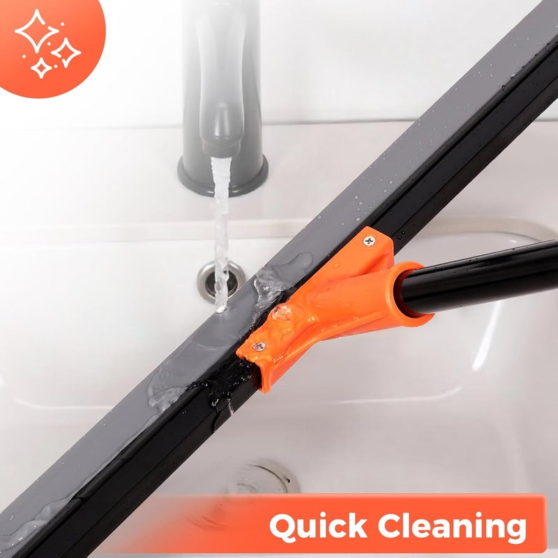 wlich Heavy Duty Floor Squeegee Large Floor Squeegee 60cm with Broom and Long Handle 150cm Broom Floor Scraper Rubber Floor Scraper for Garage, Tile, Patio, Bathroom, Outdoor, Window - Image 3