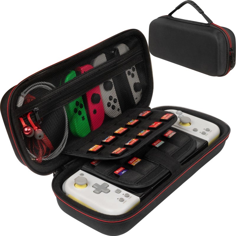 ButterFox Carrying Case for Hori Split Pad Compact, 20 Game Slot Holders (18 Physical + 2 digital), Compatible with Both Regular Switch and Swith OLED - Black - Image 1