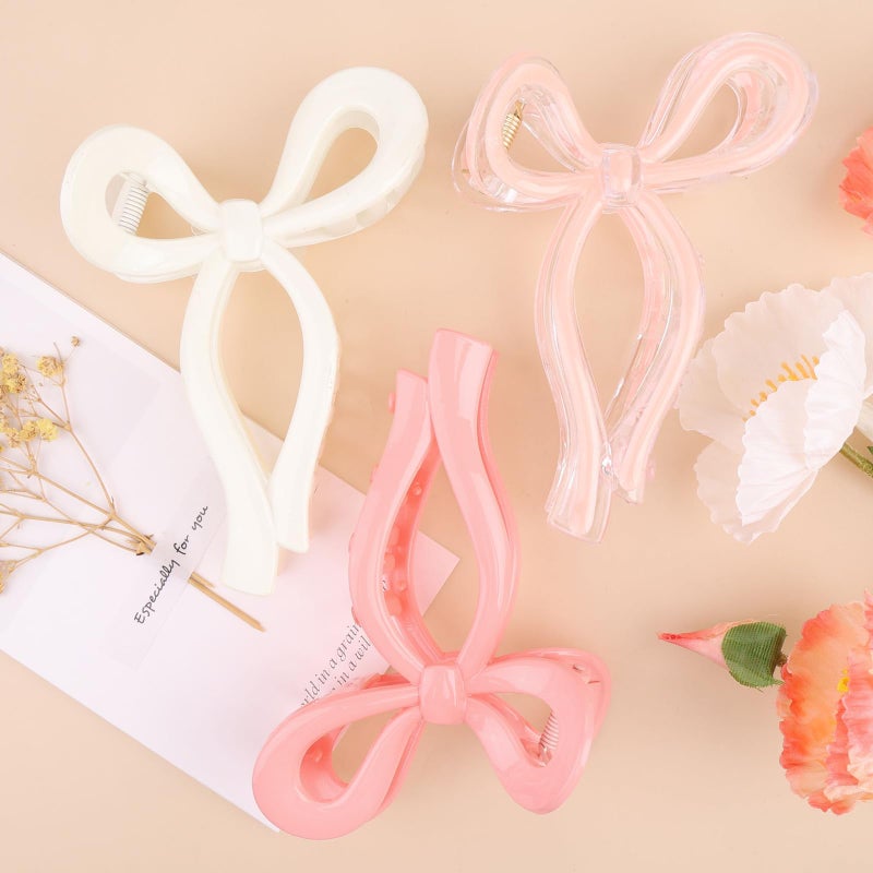 PWEOUKE 3 Pcs Bow Hair Clips Elegant Hair Claw Butterfly Hair Accessories for Girls Nonslip Butterfly Clips Hair Styling Accessories for Women - Image 1