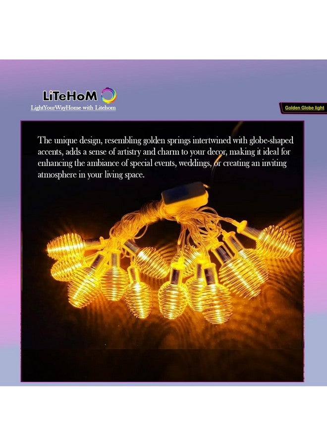 Litehom ضوء خيوط عيد الميلاد ليت هوم المغربي 11 قدم 14 لمبة LED لتزيين المنزل للإضاءة في ديوالي، الحديقة الخارجية، الفناء، شجرة عيد الميلاد، الحفلات، تزيين المنزل (14 كرة ربيعية ذهبية) - Image 4