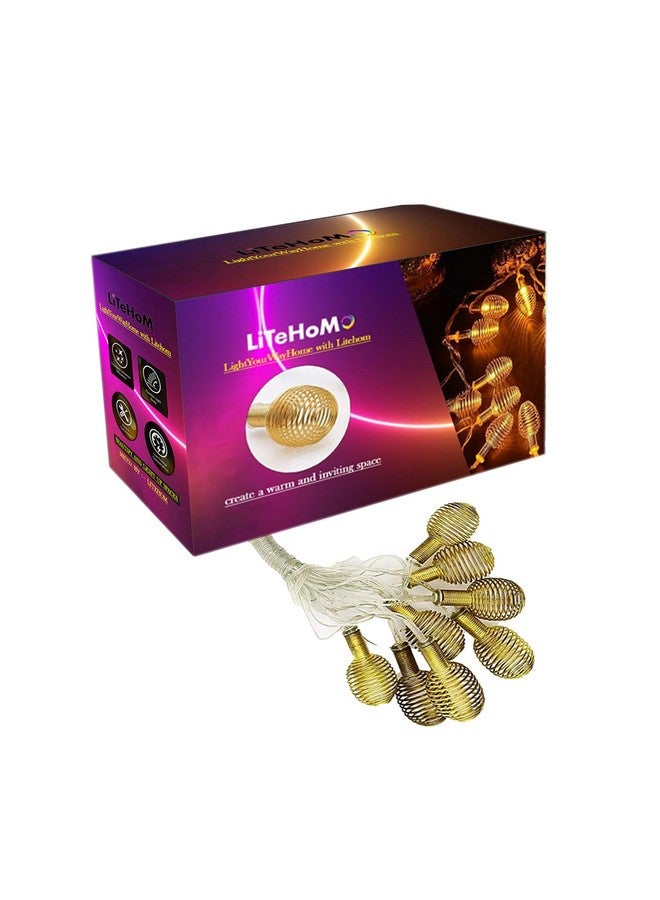 Litehom ضوء خيوط عيد الميلاد ليت هوم المغربي 11 قدم 14 لمبة LED لتزيين المنزل للإضاءة في ديوالي، الحديقة الخارجية، الفناء، شجرة عيد الميلاد، الحفلات، تزيين المنزل (14 كرة ربيعية ذهبية) - Image 5