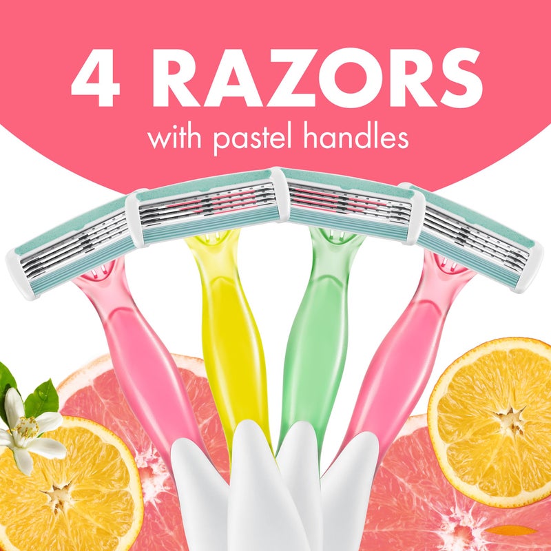 BIC Soleil 4 Escape Scented Women's Disposable Razors, 4 Blades, Comfortable Shave, Citrus Scented Handle Shaving Razors for Women, 4 Count - Image 3
