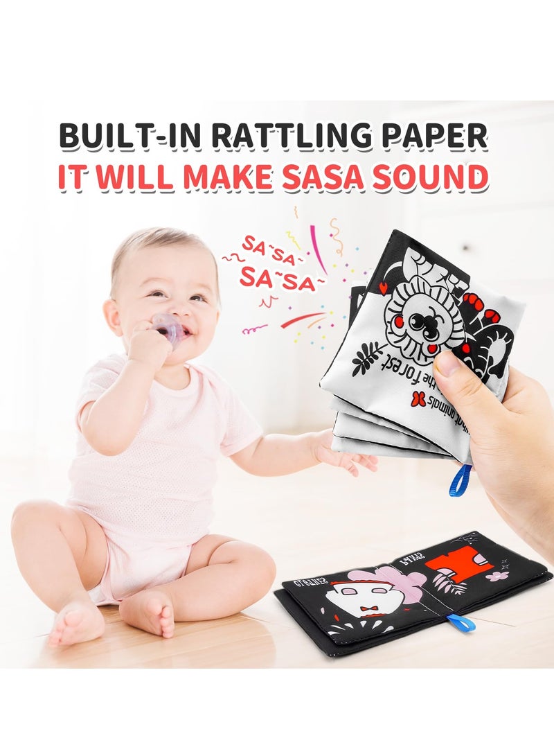 SYOSI Soft Baby Books Toys for 0-6 and 6-12 Months, Indestructible High Contrast Black and White Crinkle Books, Washable, Chewable, Non-Toxic Early Educational Books,Gifts for Newborn Boys and Girls - Image 2