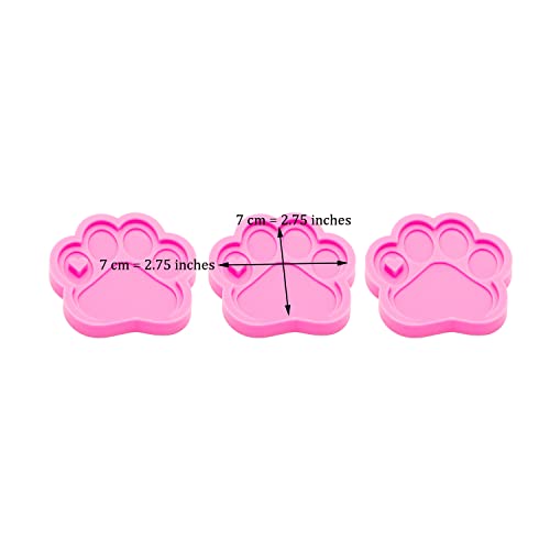 AMZTOART 3pc Shiny Paw with Heart Resin Silicone Mold, Dog Paw Print Keychain Mould Crafts Epoxy Resin with 10PC Key Ring(DY0292+DY0292+DY0292) - Image 5