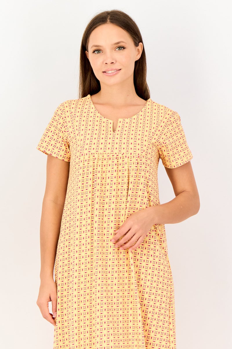 zivame Women Allover Print Short Sleeves Sleeping Dress, Multicolor - Image 4