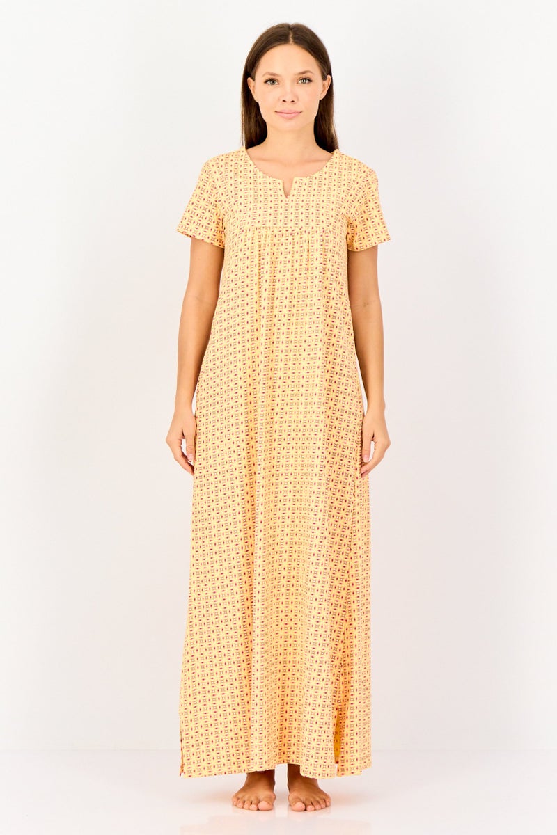 zivame Women Allover Print Short Sleeves Sleeping Dress, Multicolor - Image 1