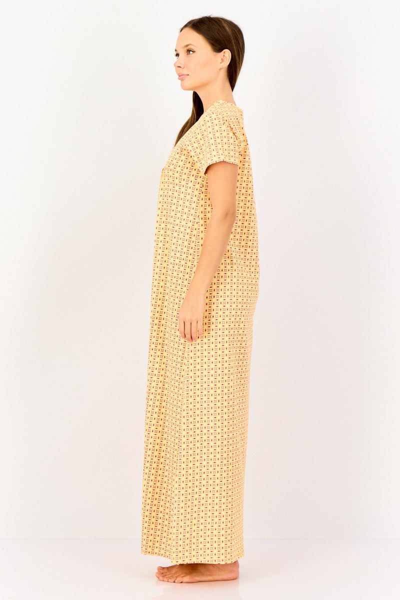 zivame Women Allover Print Short Sleeves Sleeping Dress, Multicolor - Image 2